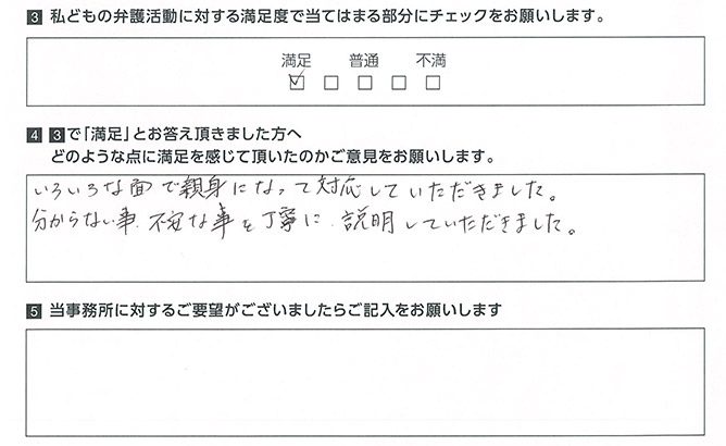 分からない事、不安な事を丁寧に説明して頂きました。